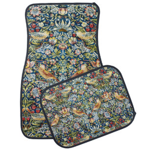 Morris Strawberry Thief Yellow Ivory Slate Blue Car Floor Mat