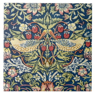 Morris Strawberry Thief Yellow Ivory Slate Blue Ceramic Tile