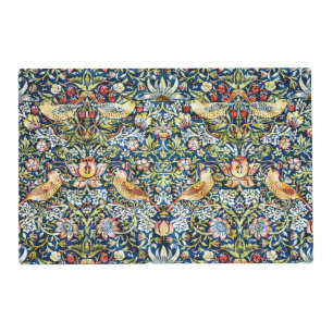 Morris Strawberry Thief Yellow Ivory Slate Blue Placemat