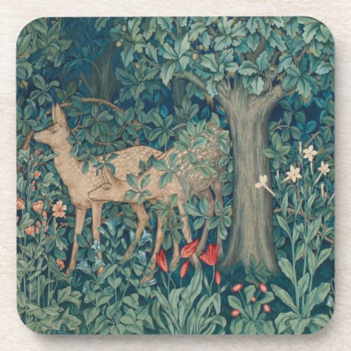 Morris Tapestry Forest Pair of Deer  Beverage Coaster