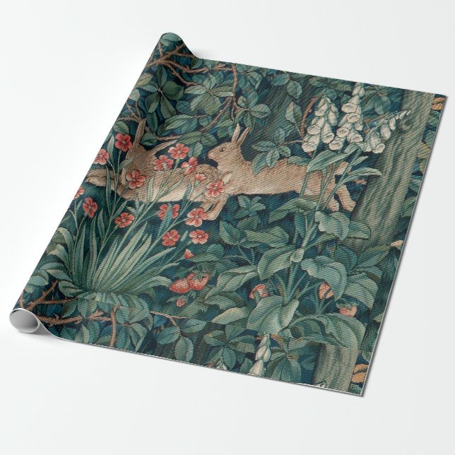 Morris Tapestry Forest Rabbits Wrapping Paper (Unrolled)