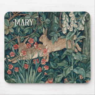 Morris Tapestry Rabbits with Personalization Mouse Pad