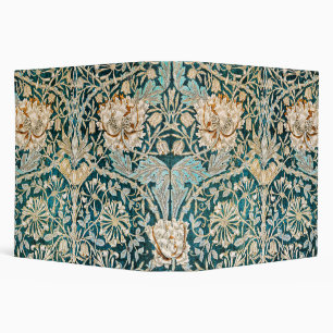 Morris Teal Blue Honeysuckle Floral Wallpaper 3 Ring Binder