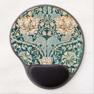 Morris Teal Blue Honeysuckle Floral Wallpaper Gel Mouse Pad