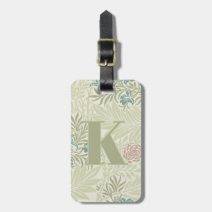 Morris Teal Blue & Pink Larkspur Pattern Luggage Tag