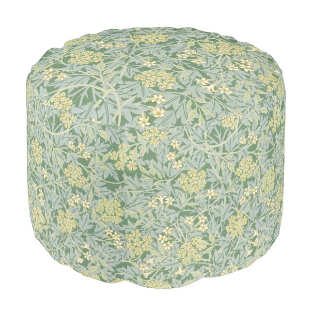 Morris Vine & Jasmine Garden Flower Classic Pouf (Angled Front)