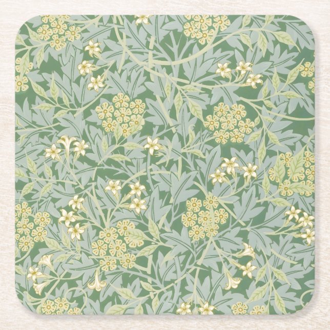 Morris Vine & Jasmine Garden Flower Classic Square Paper Coaster (Front)