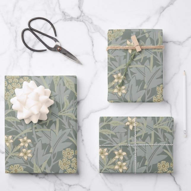Morris Vine & Jasmine Garden Flower Classic Wrapping Paper Sheets (Front)