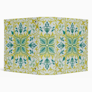 Morris Yellow Turquoise Vine & Flower Pattern 3 Ring Binder