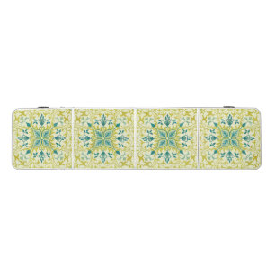Morris Yellow Turquoise Vine & Flower Pattern Beer Pong Table