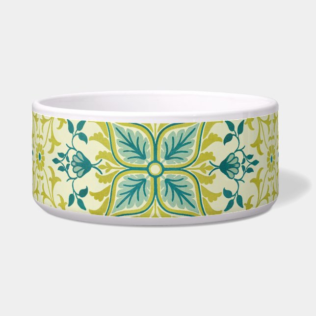 Morris Yellow Turquoise Vine & Flower Pattern Bowl (Front)