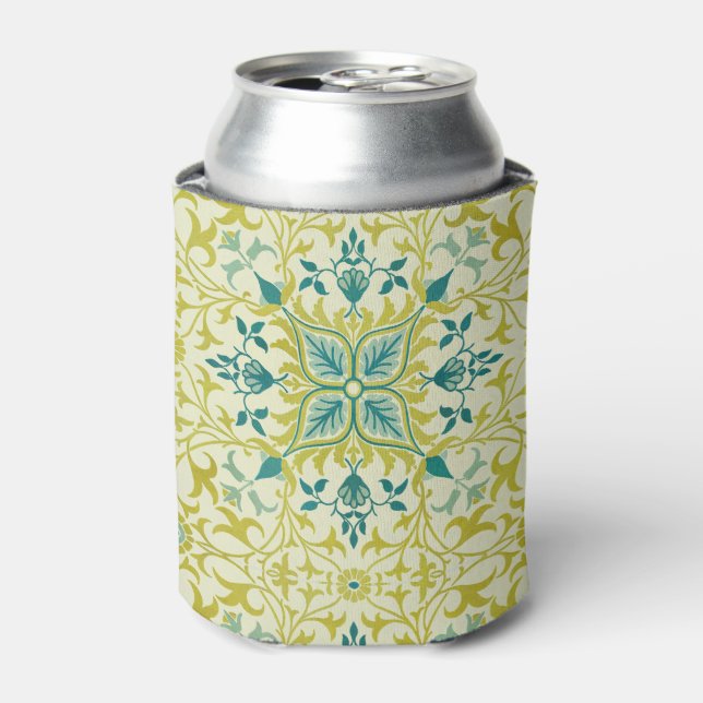 Morris Yellow Turquoise Vine & Flower Pattern Can Cooler (Can Front)