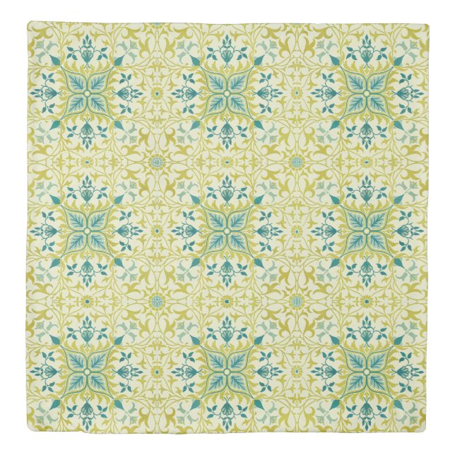 Morris Yellow Turquoise Vine & Flower Pattern Duvet Cover
