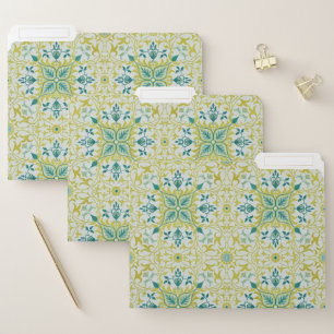 Morris Yellow Turquoise Vine & Flower Pattern File Folder