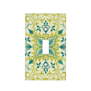 Morris Yellow Turquoise Vine & Flower Pattern Light Switch Cover