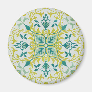 Morris Yellow Turquoise Vine & Flower Pattern Magnet
