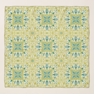 Morris Yellow Turquoise Vine & Flower Pattern Scarf