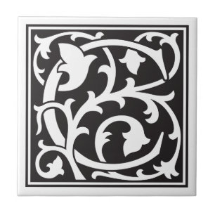 Morrisesque decorative initial letter  C Ceramic Tile