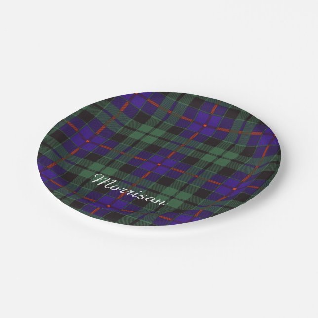 Morrison clan Plaid Scottish tartan Paper Plates (Angled)