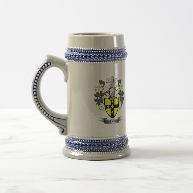 Morrison Family Crest Coat of Arms Beer Stein (Left)