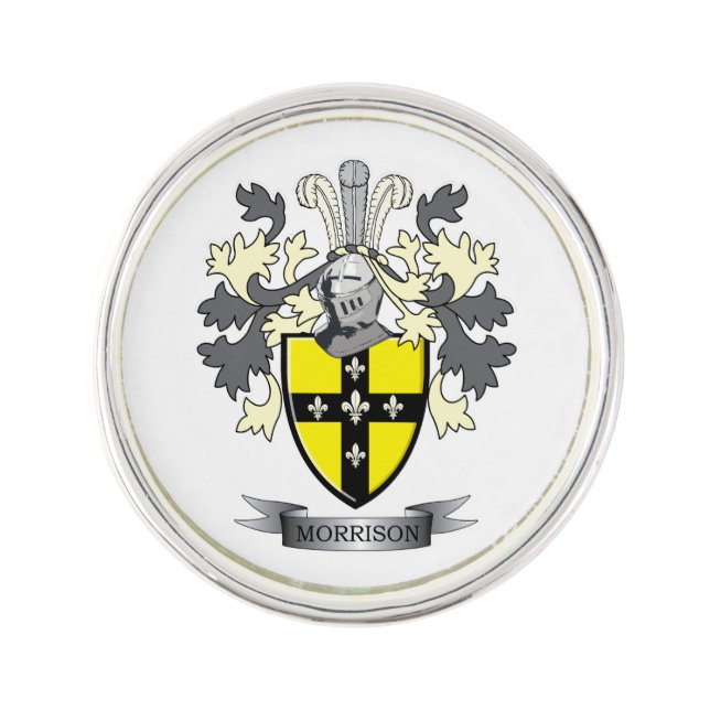 Morrison Family Crest Coat of Arms Pin (Front)