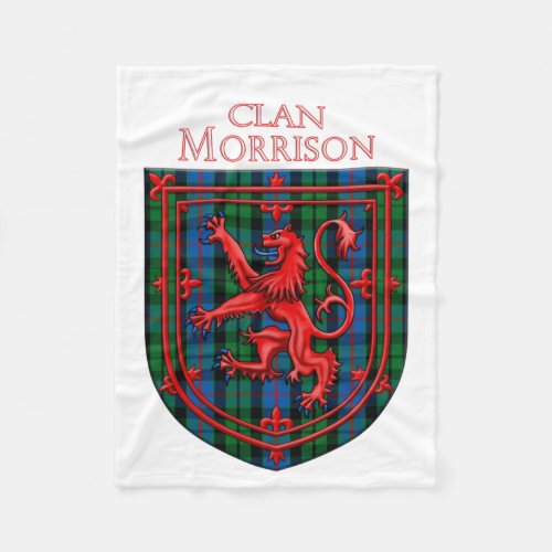 Morrison Tartan Scottish Plaid Lion Rampant Fleece Blanket