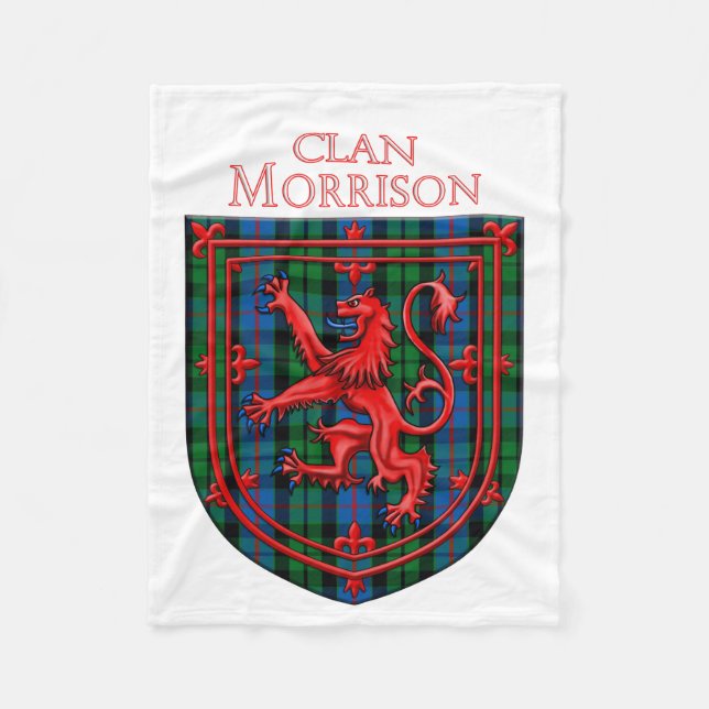 Morrison Tartan Scottish Plaid Lion Rampant Fleece Blanket (Front)