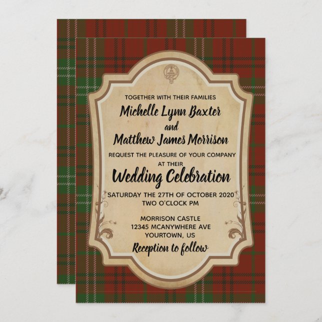 Morrison Tartan Wedding Invitation (Front/Back)