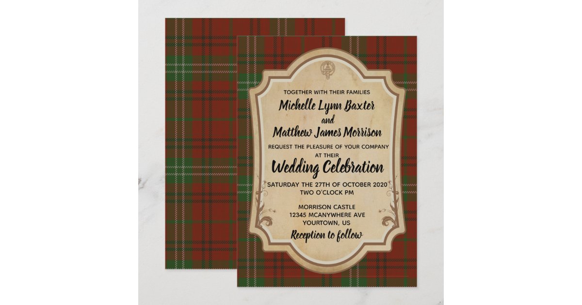 Morrison Tartan Wedding Invitation Zazzle