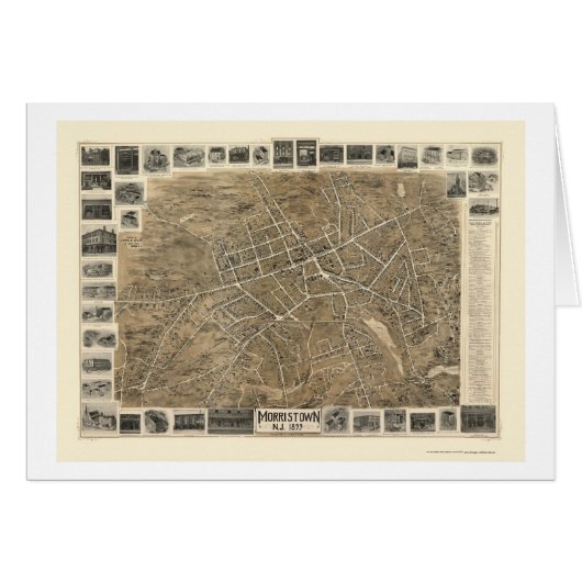 Morristown, NJ Panoramic Map - 1899 Cards (Front Horizontal)