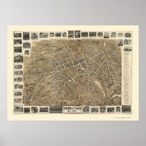 Morristown NJ Panoramic Map _ 1899 Poster