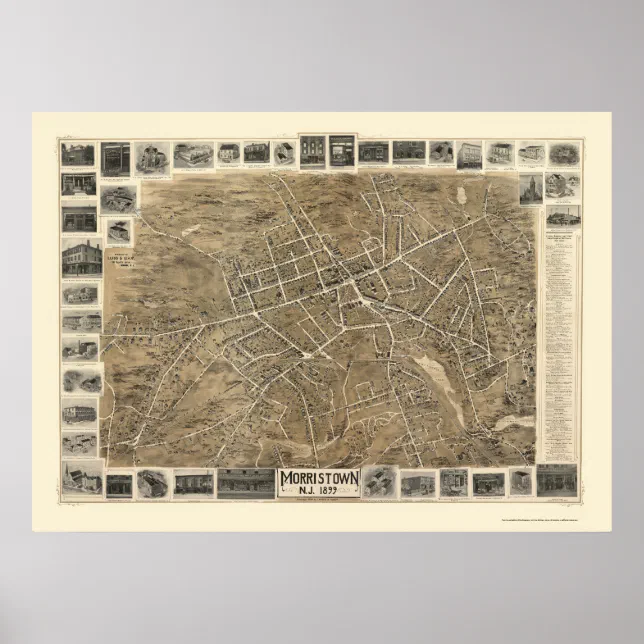 Morristown Nj Panoramic Map 1899 Poster Zazzle