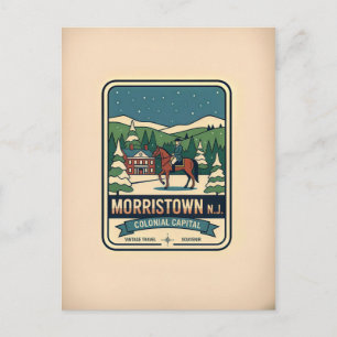 Morristown NJ Retro 1950s Travel Postcard