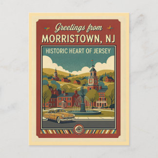 Morristown NJ Retro Travel 1950s Style Postcard