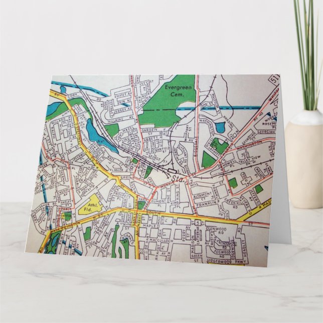 Morristown, NJ Vintage Map Card (Front)