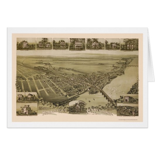 Morrisville, PA Panoramic Map - 1893 Cards (Front Horizontal)