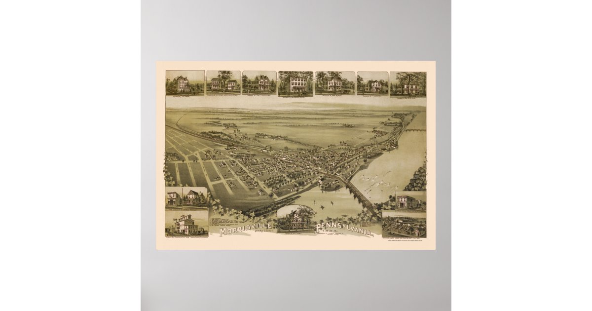 Morrisville Pa Panoramic Map 1893 Poster Zazzle