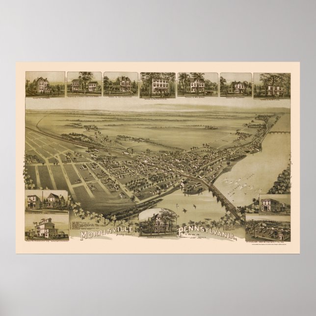 Morrisville, PA Panoramic Map - 1893 Poster (Front)