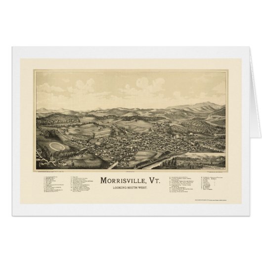 Morrisville, VT Panoramic Map - 1889 Cards (Front Horizontal)