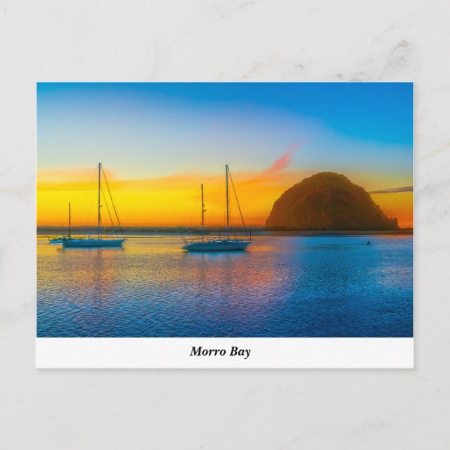 Morro Bay At Sunset Postcard (Front)