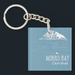 Morro Bay California Morro Rock Art Keychain<br><div class="desc">A hand drawn illustration featuring the famous towering Morro Rock,  located in Morro Bay,  California. Features a shorebird and the beautiful beach beach,  leading up to the world famous Morro Rock. Makes a great souvenir or Morro Bay gift for anyone who has traveled or lived here.</div>