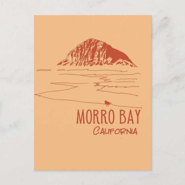 Morro Bay California Morro Rock Art Postcard (Front)
