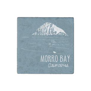 Morro Bay California Morro Rock Art Stone Magnet