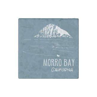 Morro Bay California Morro Rock Art Stone Magnet