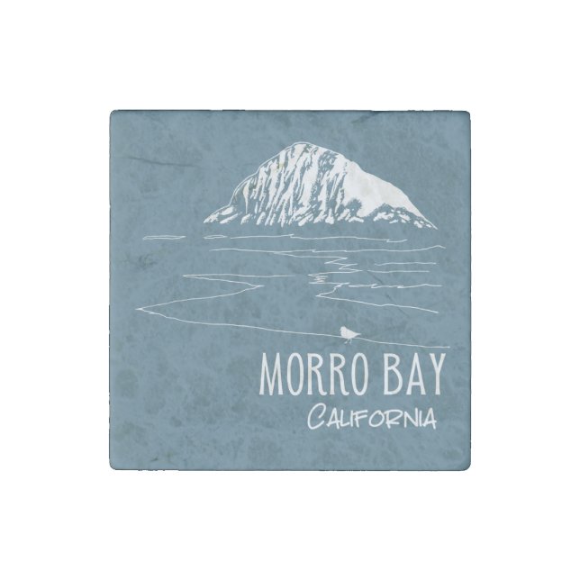 Morro Bay California Morro Rock Art  Stone Magnet (Front)