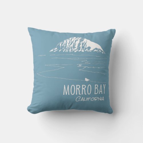 Morro Bay California Morro Rock Art T_Shirt Throw Pillow