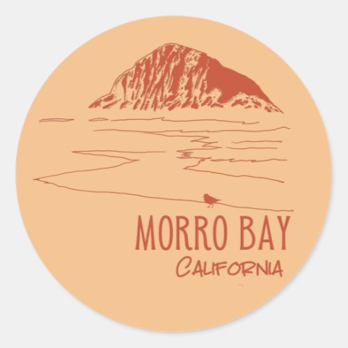 Morro Bay California Morro Rock Classic Round Sticker