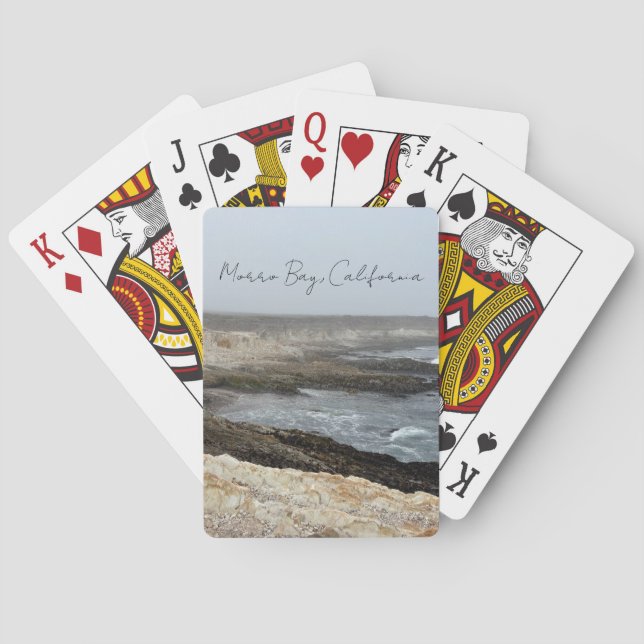 Morro Bay California Ocean Cliffs Photography Poker Cards (Back)