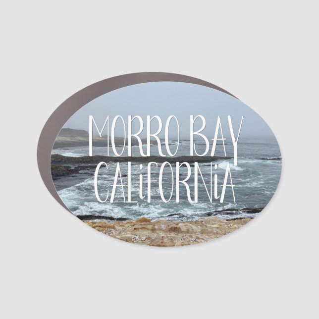 Morro Bay California Ocean Waves Photography Car Magnet (Front)