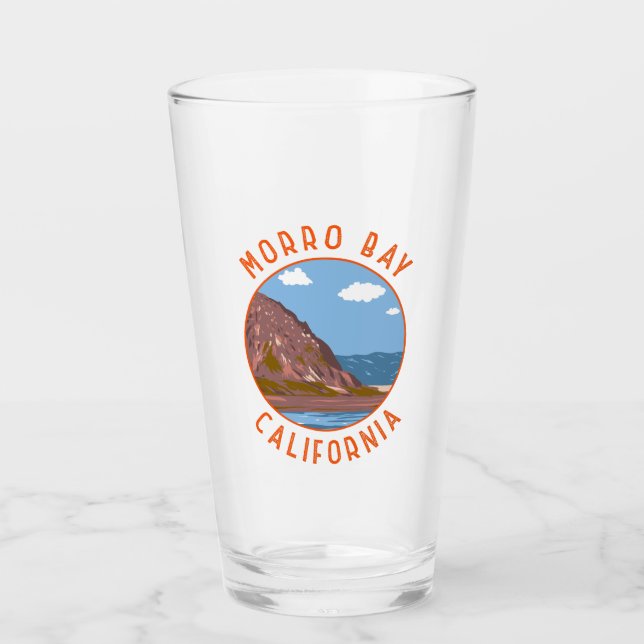 Morro Bay California Retro Distressed Circle Glass (Front)
